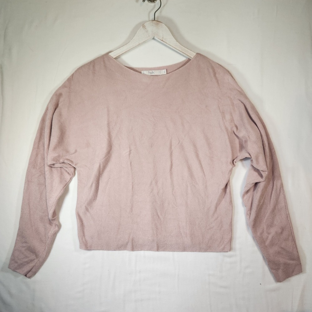Twik Simons Womens P/S Pink Batwing Long Sleeve Knit Boat Neck Sweater Pullover